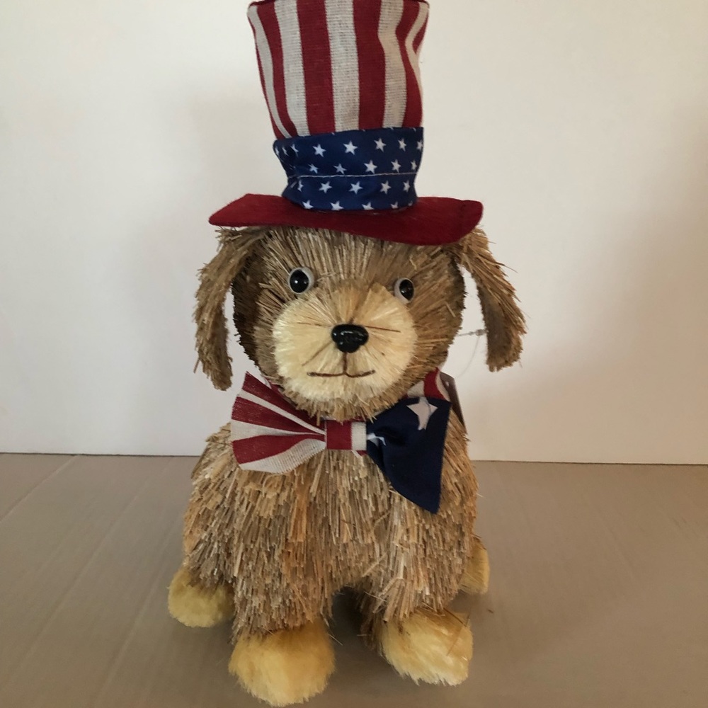 AMERICANA DOG DECOR Straw Fabric Dog 7 X 12 1/2 New - Picture 2 of 7